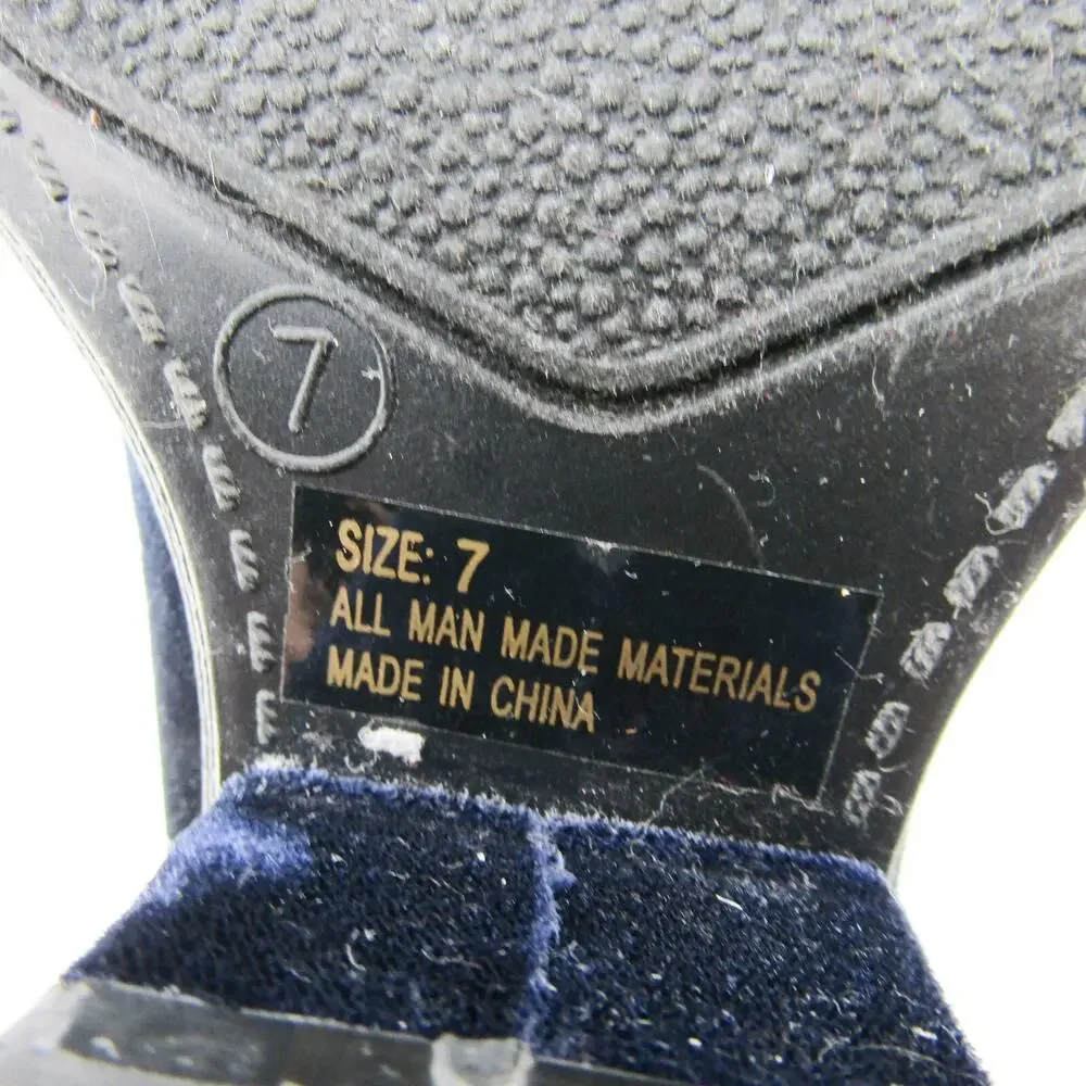 Indigo Rd Women Chelsea Boots US 7 Chunky Platform Velvet Bootie Blue